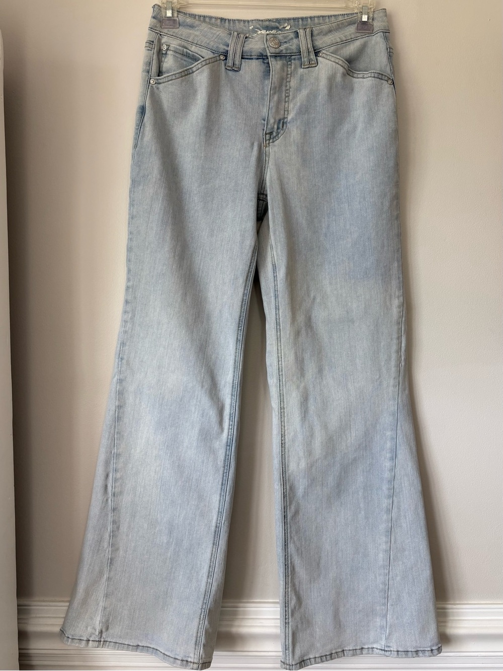 Seven7 High Rise Wide Leg Jeans Size 6 Light Wash Front Seamed 90s Y2K Baggy